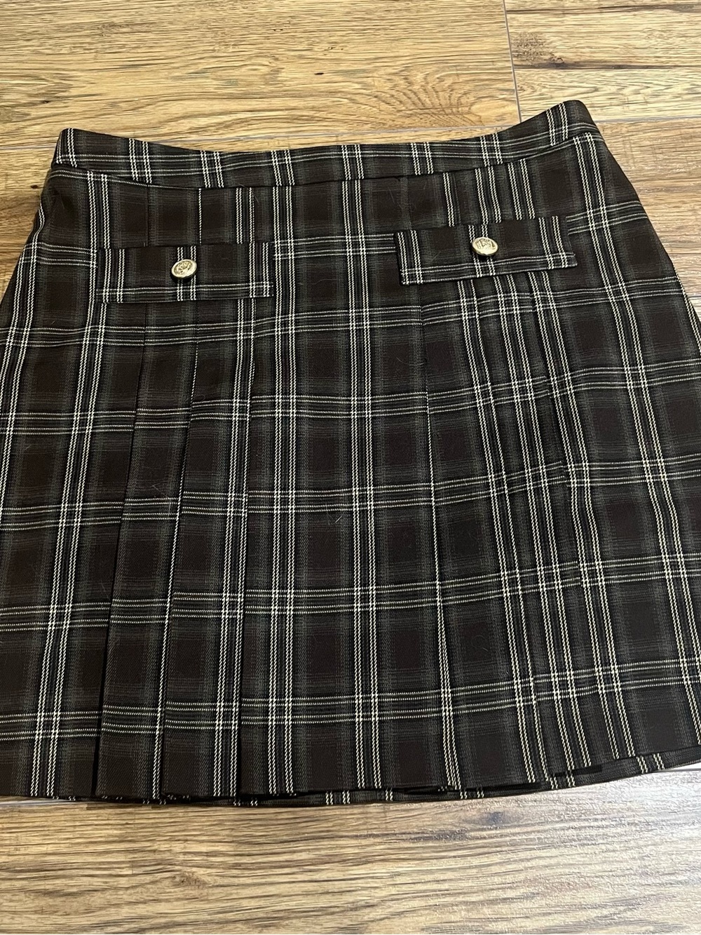 Suzy Shier Black and White Plaid Mini Skirt